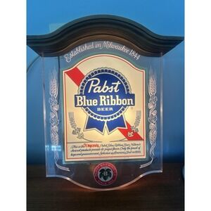 VTG Pabst Blue Ribbon Crystal Heritage Acrylic Lighted Back Bar Display Sign